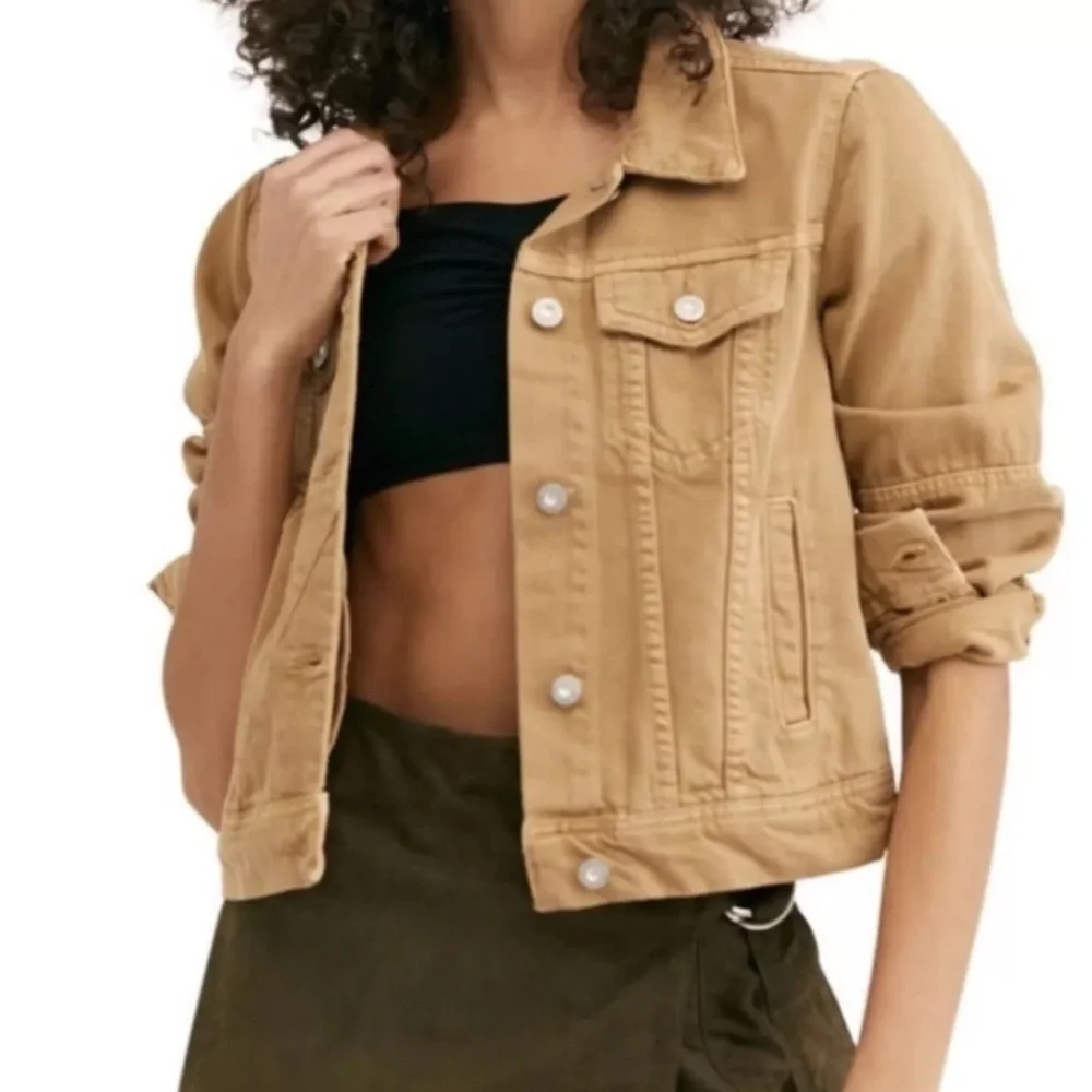 Free People Rumors Denim Jacket Warm Sands Womens Small - Picture 1 of 12